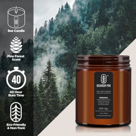 Bourbon Pine 8oz Fresh Pine Scented Candle, Luxury Candle, Vegan Soy Wax, Hand Poured, 40 Hour Burn Time, Unisex Gift, Holiday Gift, Aromatherapy Candle, Made with Essential Oils