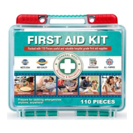 110 Pcs First Aid Kit Hardcase Box Premium Medical Supplies for Home Car Travel
