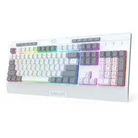 Redragon K525 RGB Backlit Membrane Gaming Keyboard with Multimedia Keys, Linear Mechanical-Feel Switch, 4 Extra On-Board Macro Keys, Dedicated Media Control, Detachable Wrist Rest