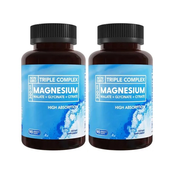 2pc Magnesio Triple Complejo 300mg Soporte Muscular Nervioso