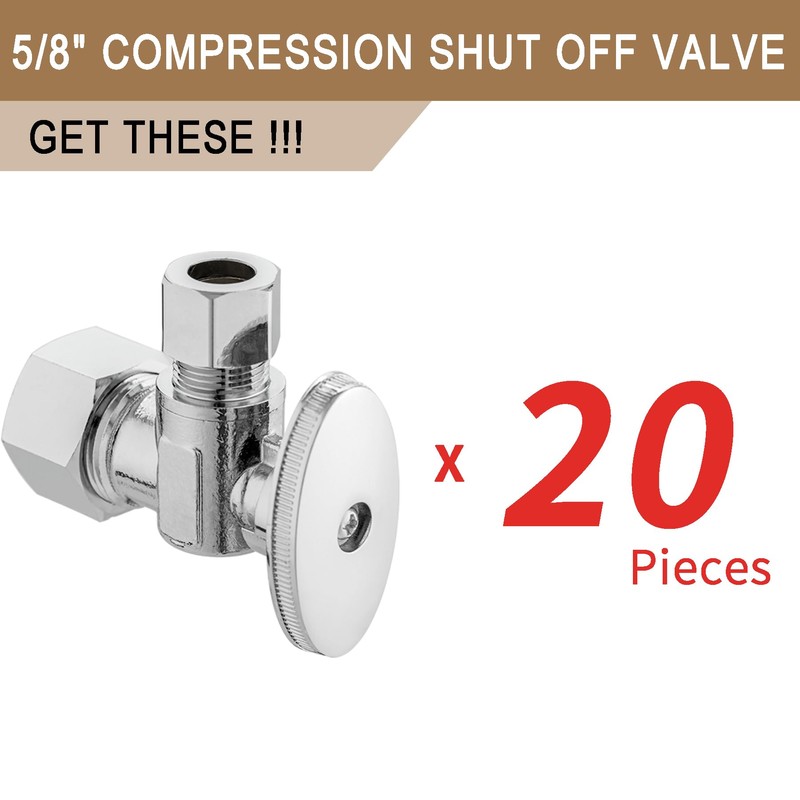 [20 Pieces] Lingmfg Angle Valve Shut Off Valve 5/8" Compression