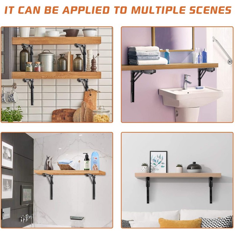 Ultrawall 24 inch Black Sturdy Folding Shelf Brackets, Heavy Duty