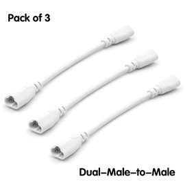 3Pcs-T5 T8 LED Tube Connector Cable Wire 9 inch Double Male to Male End Extension Cord for Integrated LED Fluorescent Tube Light Bulb Lamp Holder Socket(3Pcs 9Inch)