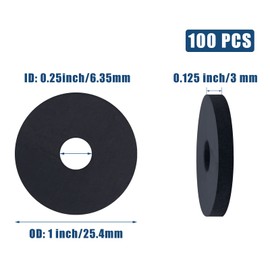 Pack of 100 Rubber Washers 25 mm, Flat Washers Durable Abrasion Resistant Black Rubber Washers for Car Repairs, Device Installation, Bathroom, Kitchen, Taps