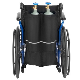 JOYTUTUS Dual Oxygen Tank Holder for Wheelchair, Portable D & E Cylinder Transport Bag, Oxygen Cylinder Bag with Storage Pocket and Adjustable Straps, Fit for Walker, Rollator, Scooter