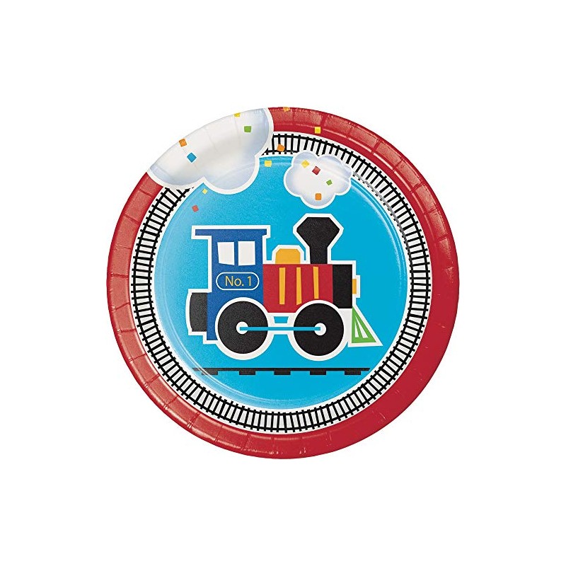 Creative Converting Train Dessert Plates, 7", Multicolor