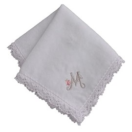 Sofisti Initial Lace Towel Handkerchief White Ladies Ladies Hand Towel Approx. 10.6 inches (27 cm) (M)
