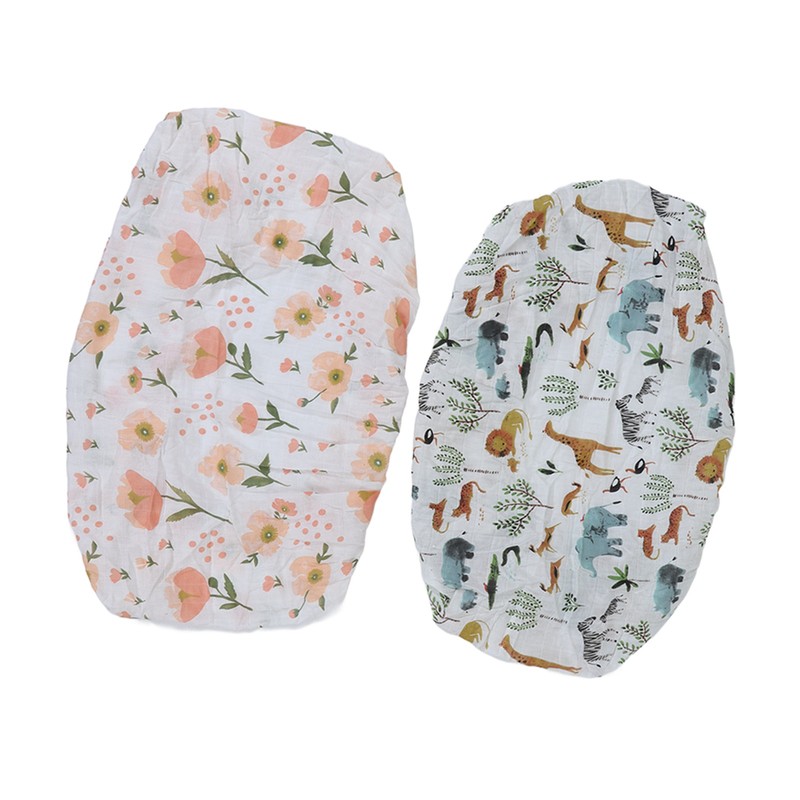 2pcs Baby Diaper Changing Covers Printing Cotton Yarn Removable Infant