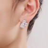 Ferkerylu Sterling Silver Diamond Earrings for Women Emerald Cut Lab