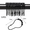 12 Pack Shower Curtain Hooks Rings,Stainless Steel Roller Balls Bath