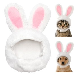 Cat Bunny Rabbit Ears Hat Costumes, Rabbit Ears for Dogs Party Costume Easter, Pet Accessory Cute Headwear, Easter Pet Costume for Cats Small Dogs Puppy (White)