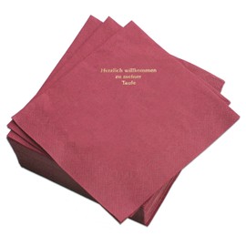 Geschenke mit Namen Napkins motif, rose tendril, embossed in gold script, Pulp, bordeaux, 17 x 17 x 4 cm