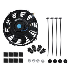 7" Universal Slim Fan Push Pull Electric Radiator Cooling Fan Assembly Kit, 12V 800 CFM 80W High Performance,Black