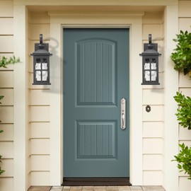 Darkaway Outdoor Light Fixtures Wall Mount, 2pcs Outside Wall Lights Exterior Lighting Fixture with Water Ripple Glass Outdoor Wall Sconce for House Porch Hallway Garage Front Door