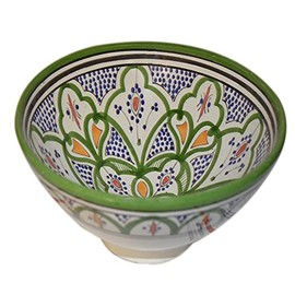 Treasures Of Morocco Ceramic Bowls Moroccan Handmade Serving Piece With Vivid Colors 8 inches in Diameter Verde