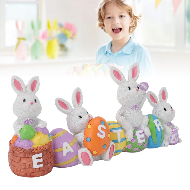 Easter Rabbit Decoration Multipurpose Vivid Cute Hand Painted Resin Rabbit