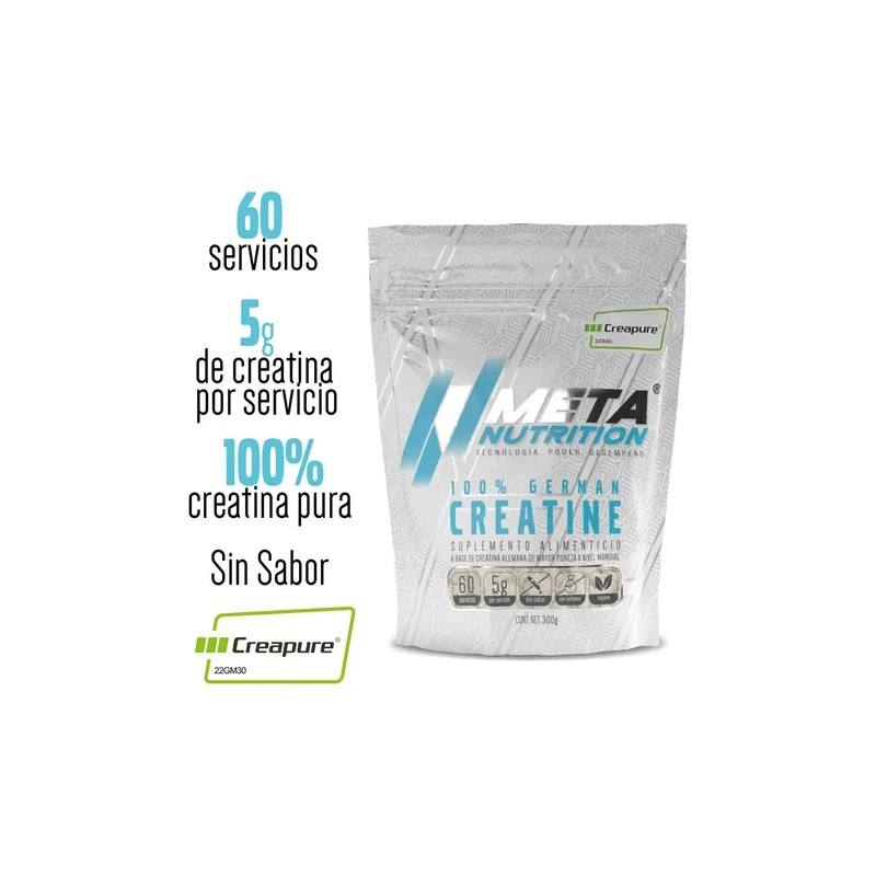 Meta Nutrition Creatina Sello Creapure 300 Grs 60 Serv