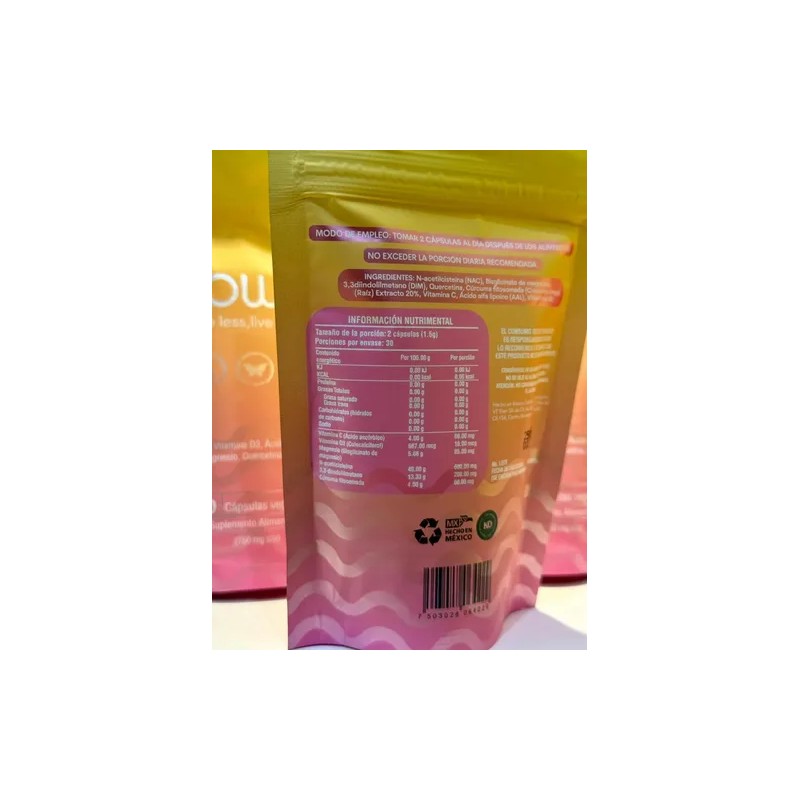 Suplemento Flowin 60 Cápsulas Vegetales 750mg Live More