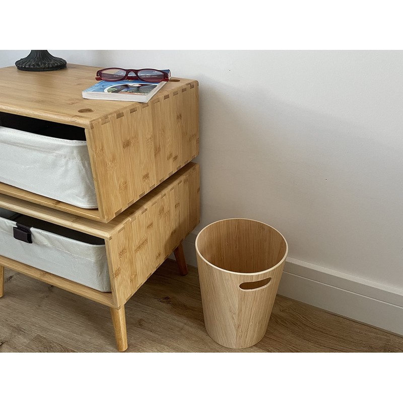 Woodquail Waste Paper Bin Home Office Basket, Made of Natural