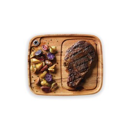 Ironwood Gourmet Fort Worth Steak Plate with Juice Channel, Acacia Wood 13 x 11 x 0.75 -inches, Brown