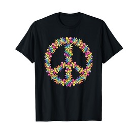 60s 70s Hippie Peace Flower Groovy Party Outfit Retro Women T-Shirt