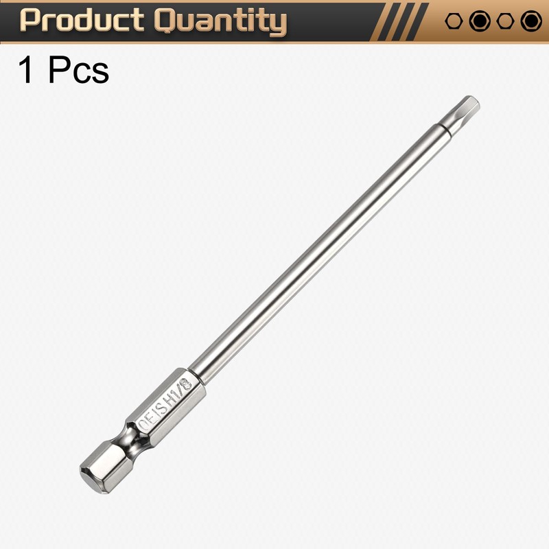 HARFINGTON H1/8 Hex Head Screwdriver Bit 1/8" Flat Tip 1/4"
