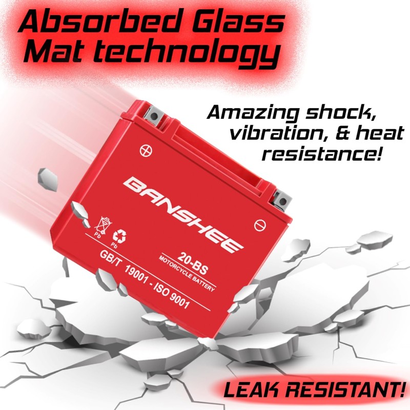 Banshee YTX20-BS AGM Battery – Compatible with Arctic Cat MudPro