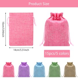ZMDMAH Pack of 15 Jute Bags Fabric Bags Small Bags for Filling Fabric Bags Gift Bags Fabric Bags with Drawstring 10 cm 14 cm for Filling Jewellery, Gifts Tea Spices Crafts