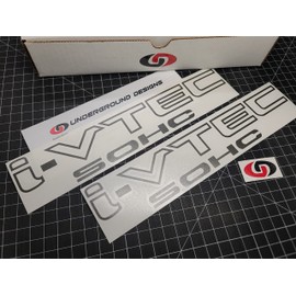 I-VTEC 12" (2-Pack) Vinyl Decal Sticker fits Honda Civic Si Type R RSX Select DOHC SOHC Color: (SOHC, Charcoal Metallic)