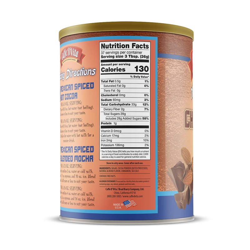 Caffe D’Vita Mexican Spiced Ground Chocolate 3 lb. can (48