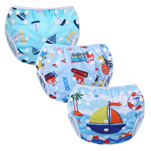 Codkkre Swimming Nappy Reusable Swim Baby Nappies Adjustable Size Washable