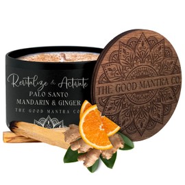 The Good Mantra Co. | Revitalize & Activate Smudge Candle | Palo Santo, Mandarin and Bergamot | Spiritual Aromatherapy | Energy Cleansing | Intention Blessing | Positive Vibes