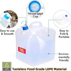 ZUMVIVIN Collapsible Camping Water Container 10L with Tap | An Extra Sealing Cover and 12cm Outlet Pipe | for Camping Picnic Car Journey | Emergency Water Storage (2)