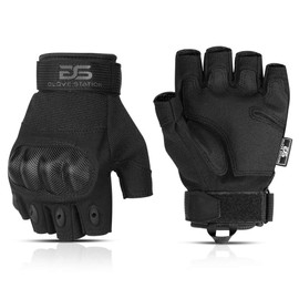 Glove Station Fingerless Rubber Knuckle Cycling Bike Tactical Gloves for Outdoor Sports Road Bike Dirt Bike MTB Bicycle Tactical Shooting Airsoft Workout Training Hiking Camping Motorcycle Gloves