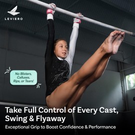 LEVIERO Gymnastics Grips Set Narrow Nippers, Grips for Gymnastics Girls, Dowel Grips with Soft Leather, Hook and Loop Wrist Straps, and Adjustable Finger Holes, for All Ages - (Pink, 000)