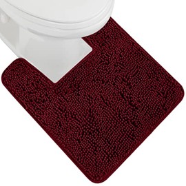 GORILLA GRIP GORILLA GRIP Plush Absorbent Shaggy Chenille Bath Rug Mat for Square Toilet Base with Rubber Backing, Machine Washable Rugs, Soft Microfiber Contour Mats for Toilets, Bathoom Decor 22.5x19.5 Burgundy
