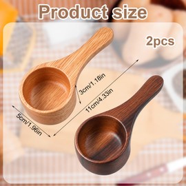 2Pcs Wood Coffee Scoops Acacia Wood Measuring Spoon
