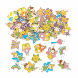 Baker Ross AX909 Fairy Charms 30pcs Perfect for Kids to Make Jewelry and Brooches This Spring