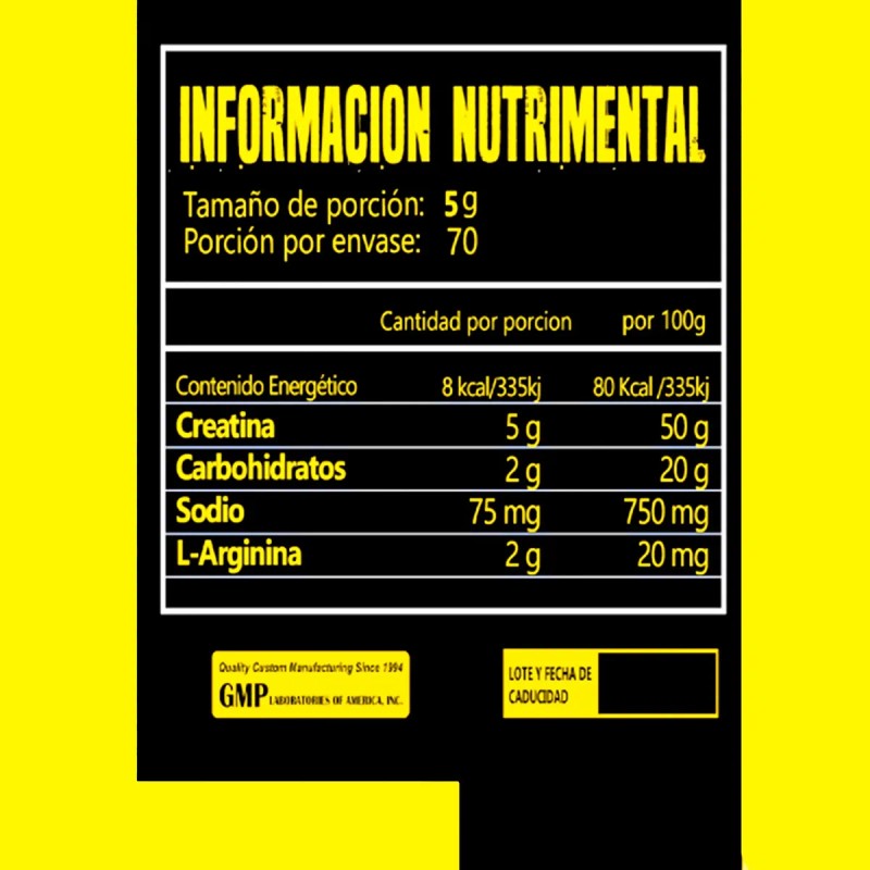 34 Zero Creatina Monohidratada 350g 70 Servicios Mora