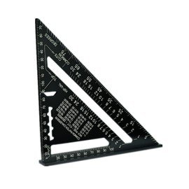 Rafter Square, 7 inch Triangle Carpenter Square Die-cast Aluminum Alloy for Woodworking and Carpentry (Metric , Black)