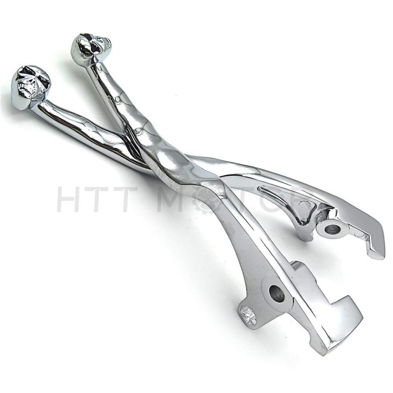 HTTMT MT241-010- Chrome Brake Clutch Skull Hand Levers Compatible with