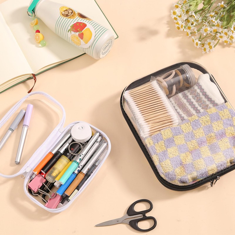 8 Pcs 14.2in Clear Hard Shell Zipper Case Set, 4S/2M/2L