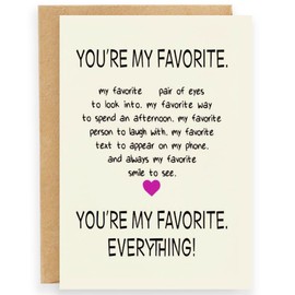 Anniversary Card for Wife/Husband - Funny Valentine's Day Gifts for Couples, 7x5 Inch Romantic Birthday Card with Yellow Envelope (Write Your Own Love Message) (My favorite)