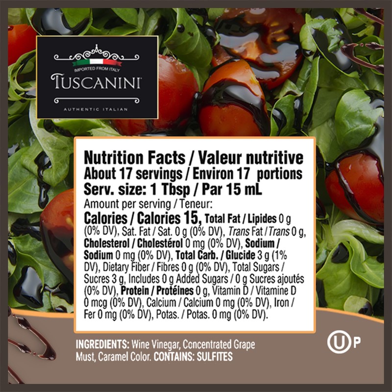 Tuscanini Italian Balsamic Vinegar of Modena Italy, 6% Acidity, 8.45oz