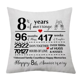 1st Marriage Gift 1 Year of Wedding Anniversary Cushion Cover 1st Anniversary Keepsake Gift for Wife Husband Women Men Couples Families Anniversary Cushion Cover Pillow Case (8th)