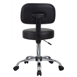 Boss Office Products Be Well Medical Spa Stool with Back in Black