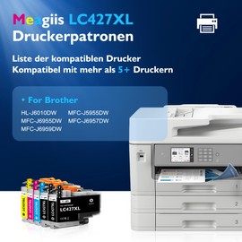 Meagiis LC427XL 6000/5000 Pages High Performance Printer Cartridges Compatible with Brother LC427XL LC-427 LC-427XL for HL-J6010DW MFC-J5955DW MFC-J6955DW MFC-J6957DW (2 Black, 1 Cyan, 1 Magenta, 1