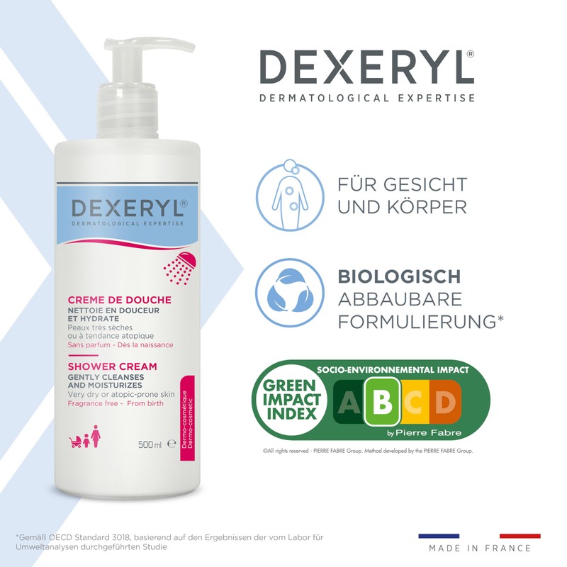 DEXERYL Shower 500 ml: Gentle cleansing for dry skin prone