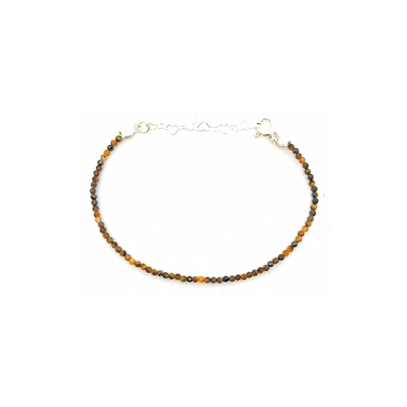 Damenarmband Tigerauge Naturstein 2 mm dick 925er Sterlingsilber verstellbar von