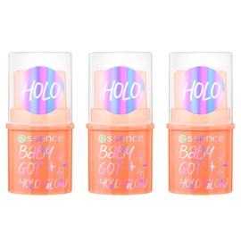 essence Baby GOT HOLO Glow Highlighter Stick, No. 10, Multicoloured, Instant Result, Radiant, Shimmering, Holographic, Vegan, Oil-Free, Paraben-Free, No Microplastic Particles, Pack of 3 (3 x 5 g)